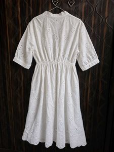White Broderie Anglaise Midi Dress