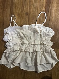White Ruffled Camisole Top