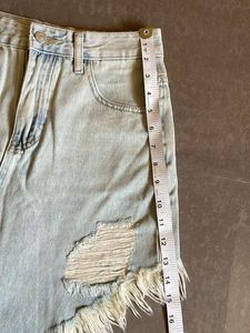 Distressed Denim Asymmetrical Skirt