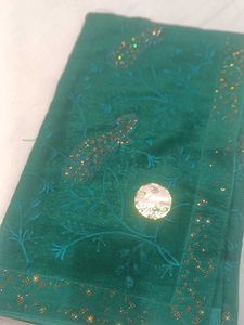 Emerald Green Embroidered Saree