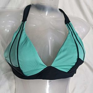 Teal & Black 🪔Halter Bikini Top