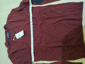 Men's Maroon Sweater with Elbow Patches