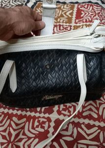 Chic Black &amp; White Leather Handbag
