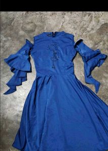 Elegant Blue Cold Shoulder Dress