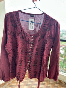 Boho Embroidered Rayon Tunic Top