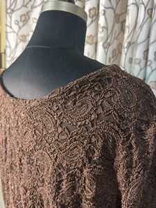 Elegant Brown Lace Top