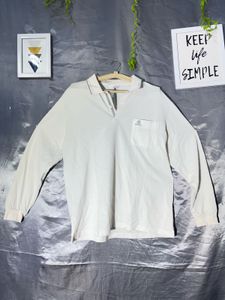 Cream Long Sleeve Collared Shirt