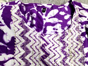 Boho Purple & White Print Kurta Top
