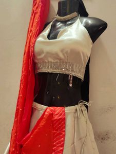 Stunning White &amp; Red Indian Outfit