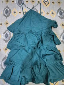 Teal Tiered Ruffle Dress
