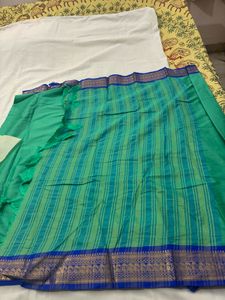 Royal Blue Saree with Gold Border