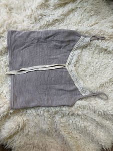 Grey Lace Trim Cami Top