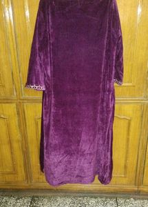 Elegant Purple Velvet Kurta with Embroidery