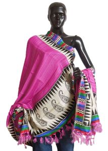 Dark Pink Bhagalpuri Tussar Silk Dupatta
