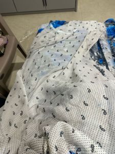 White saree with blue floral design beautifully ca