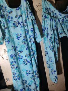 Light Blue Floral Kurta Set