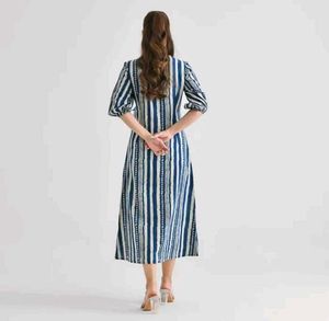 Stylish Blue Striped Midi Dress
