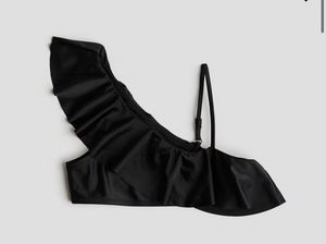 h&amp;m Black One-Shoulder Ruffle Bikini Top