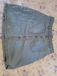 Light Wash Denim Button-Up Skirt