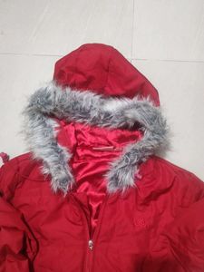 Red Faux Fur Trim Jacket JLO By Jennifer Lopez....