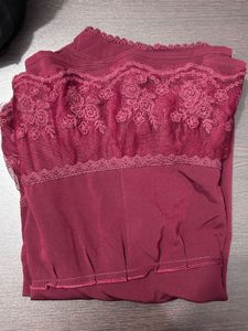 Elegant Burgundy Lace Trim Top
