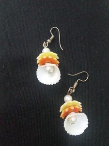 Unique Shell & Pearl Dangle Earrings