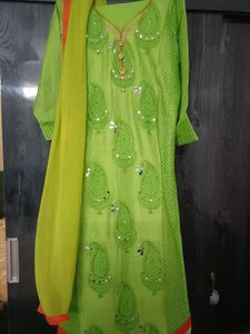 Vibrant Green Embroidered Kurta Set