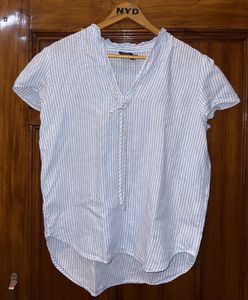 ralph lauren Striped Tie-Neck Top