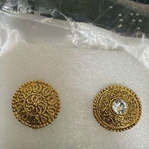 Ornate Gold Tone Stud Rings