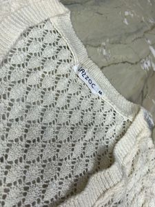 Cream Cable Knit Cropped crochet Cardigan