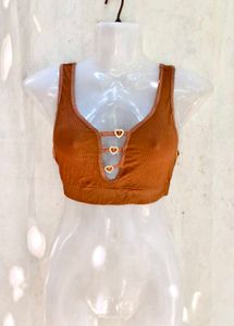 Ribbed Sports Bra with Heart Charms
