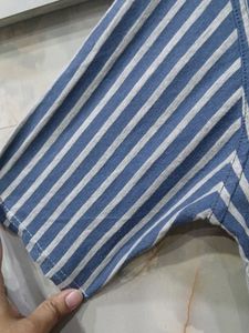Striped Button-Down Tunic Top
