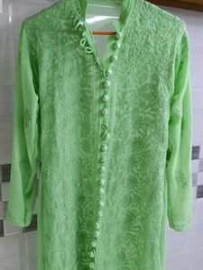 Lime Green Embroidered Kurta