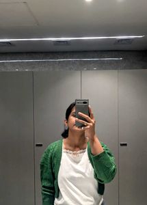 Green Knit Cropped Cardigan