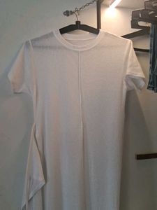 Classic White Ribbed Tunic Top