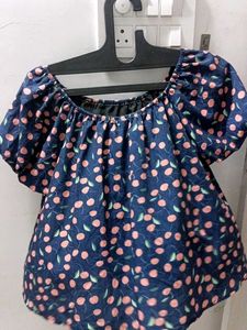 Cute Cherry Print Off-Shoulder Top