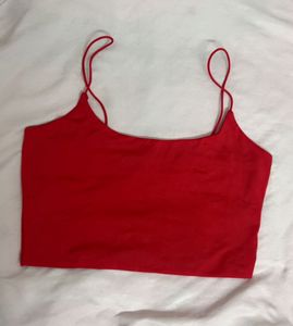 Red Spaghetti Strap Crop Top