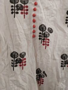 White Kurti with Floral Print