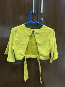 Embellished Crop Blouse with Bell Sleeves