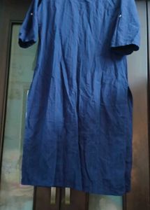 Elegant Navy Blue Kurta with White Print