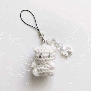 Cute White Bear Charm Keychain