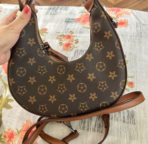 Stylish Monogram Crescent Hobo Bag