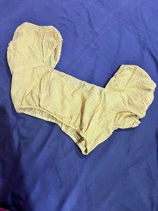 Trendy Yellow Square Neck Puff Sleeve Top