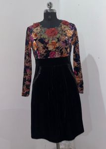 Elegant Floral & Velvet dress