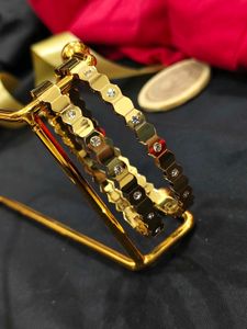 Elegant Gold Hexagonal Bangles with Crystals