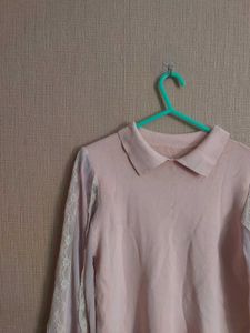 Pink Lace Sleeve Top