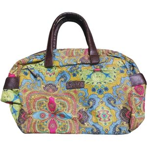 Paisley Print Duffle Bag with Leather Handles