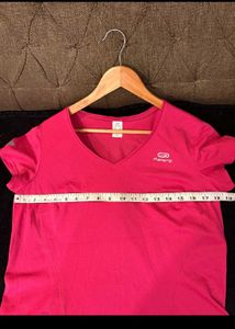 Women's Pink V-Neck Athletic T-Shirt