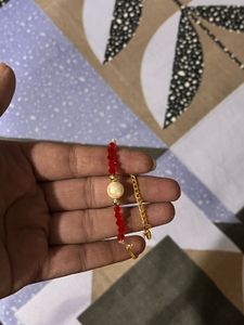 Red Beaded chain Bracelet