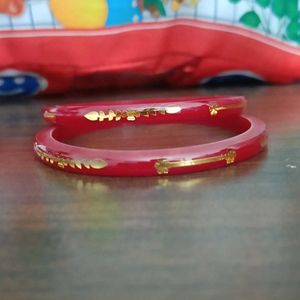 Red &amp; Gold Bangles (Polla Set of 2)